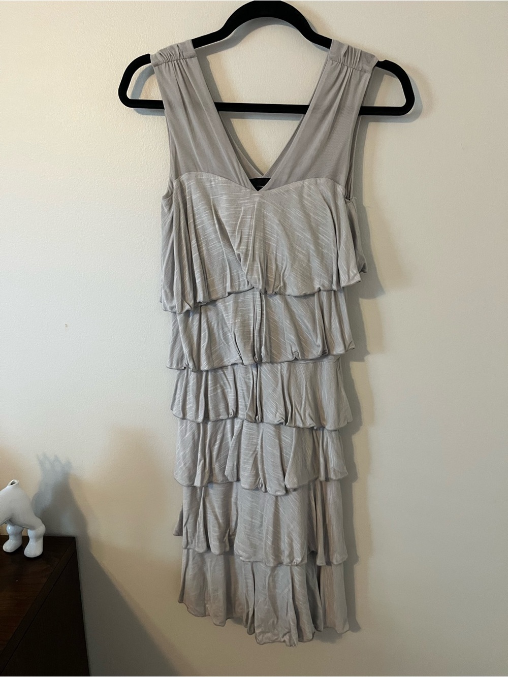 INC International Concepts Light Gray Tiered Ruffle Mini Dress